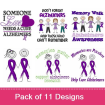 Alzheimers Awareness Ribbon Pack embroidery design pack