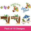 Beach Time 1 (10 Pack) embroidery design pack