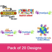 School & Children 2 (20 Pack) embroidery design pack