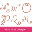 Curly-Q Font embroidery design pack