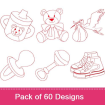 Baby Redwork embroidery design pack