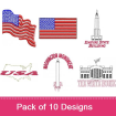 Patriotic embroidery design pack