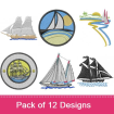 Sailboats embroidery design pack