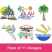 Beach Scenes embroidery design pack