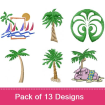 Palm trees embroidery design pack
