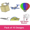 Air travel embroidery design pack