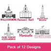 Buildings 2 embroidery design pack