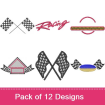 Racing embroidery design pack