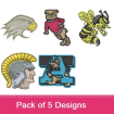 Mascots 1 embroidery design pack