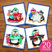 Holiday Penguins embroidery design pack