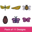 3D Dragonfly and Mini Bugs embroidery design pack