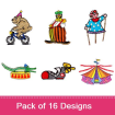 At the Circus embroidery design pack