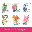 Birthday Florals embroidery design pack