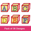 Building Block Alphabet embroidery design pack