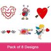 My Valentine embroidery design pack