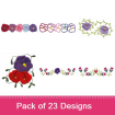 Pansies embroidery design pack