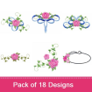 Roses embroidery design pack