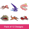 Sea Creatures embroidery design pack