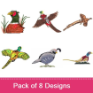 Pheasant, Grouse & Quail embroidery design pack