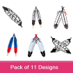Feathers embroidery design pack