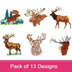 Moose & Elk embroidery design pack