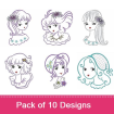 Satin Beauties embroidery design pack