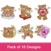 Valentine Angel Bears embroidery design pack