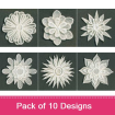 3D FSL White Flowers embroidery design pack