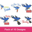Bluebirds 3 (10 Pack) embroidery design pack