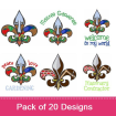 Fleur de Lis 2 (20 Pack) embroidery design pack