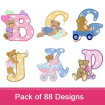Teddy Fun Alphabet embroidery design pack
