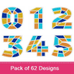 Mosaic Font embroidery design pack