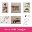 Flamingos embroidery design pack