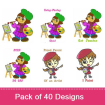 Women At Work embroidery design pack