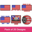 US Flags 2 embroidery design pack