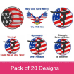 US Flags 3 embroidery design pack