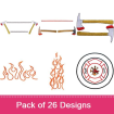 Fire embroidery design pack