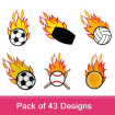 Flaming Sports Package R embroidery design pack