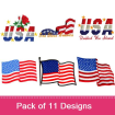 USA Flags - 2 embroidery design pack