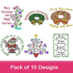 Holidays and New Year embroidery design pack