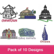 Buildings 4 embroidery design pack