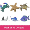OCEAN ANIMALS embroidery design pack
