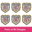 Vintage Labels embroidery design pack