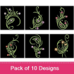 Swirly Flowers embroidery design pack