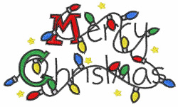 Merry Christmas Lights embroidery design
