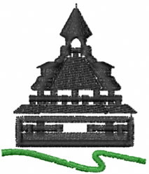 Asian Building embroidery design