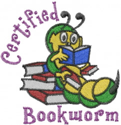 Bookworm embroidery design