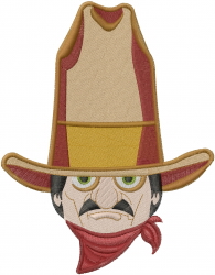 Cowboy Gunman Head embroidery design