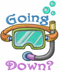 Scuba Mask Going Down embroidery design