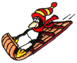Sledding Penguin embroidery design